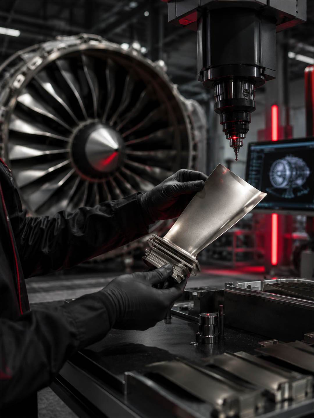 Aerospace turbine component inspection and precision engineering