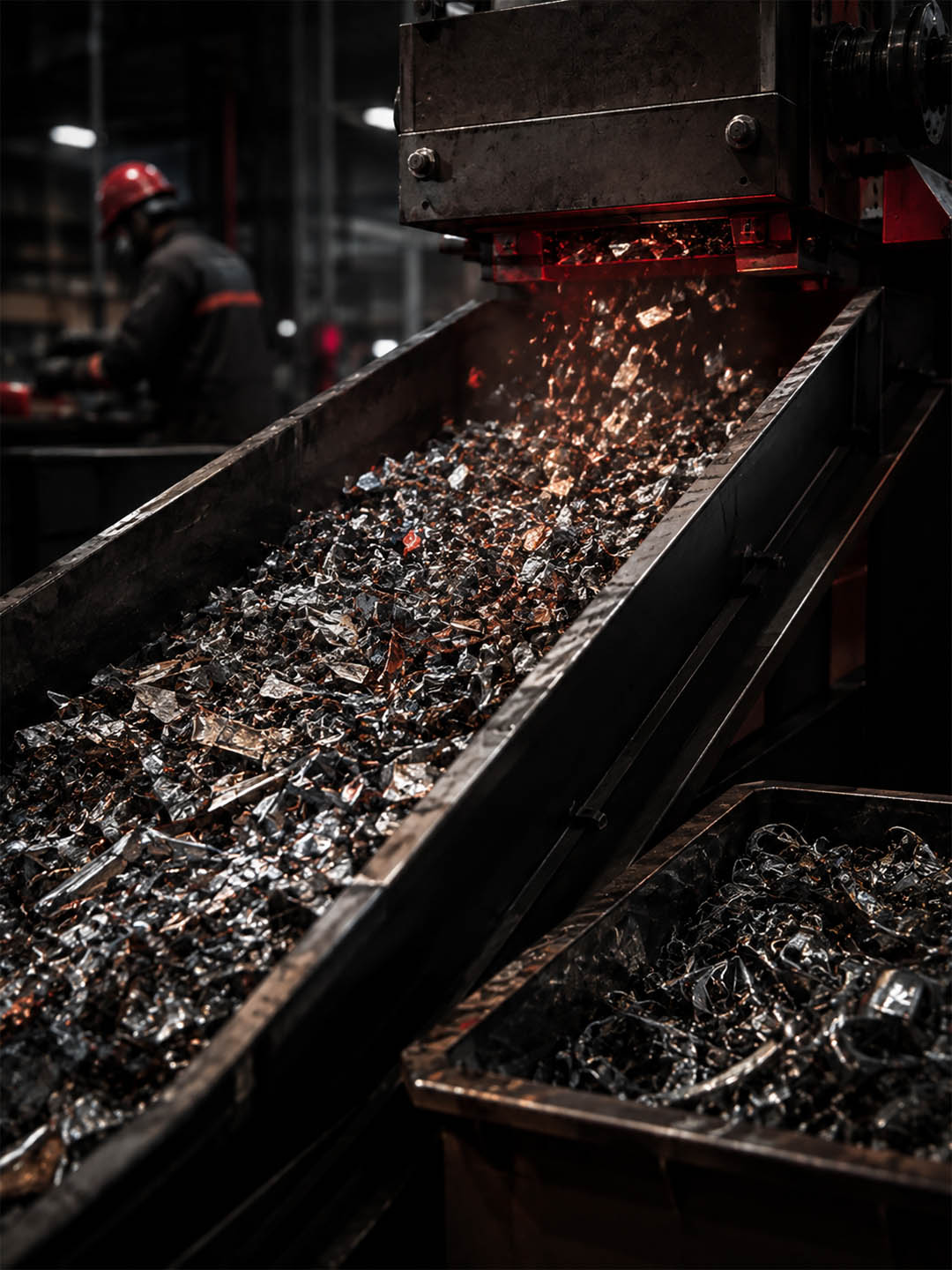 Industrial metal recycling and scrap sorting line