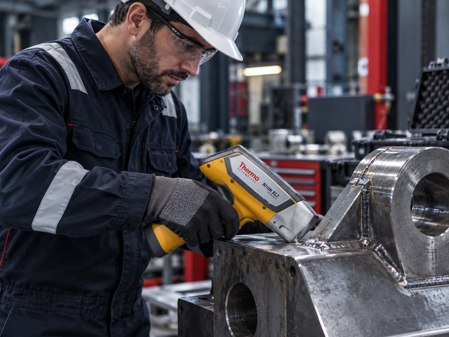 Field technical support using XRF analysis on industrial metal components